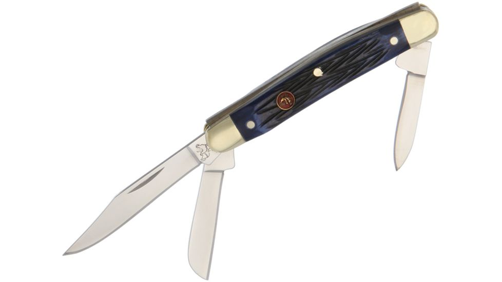 Hen &amp; Rooster Small Stockman Blue Pick Bone Folding Knife,Pen and Sheepsfoot,Blue,Pick Bone Handle HR303BLPB