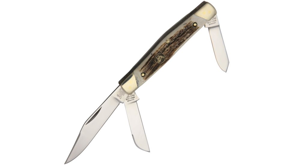 Hen &amp; Rooster Stockman Deer Stag Folding Knife,Clip,3.875 in Closed,Spey and Sheepsfoot,Deer Stag Handle HR343DS