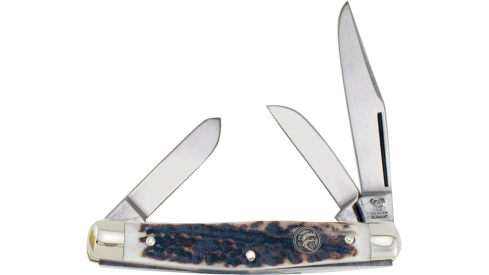 Hen &amp; Rooster Stockman Deer Stag Folding Knife,Clip,4 in Closed,Spey and Sheepsfoot,Deer Stag Handle HRS173DS