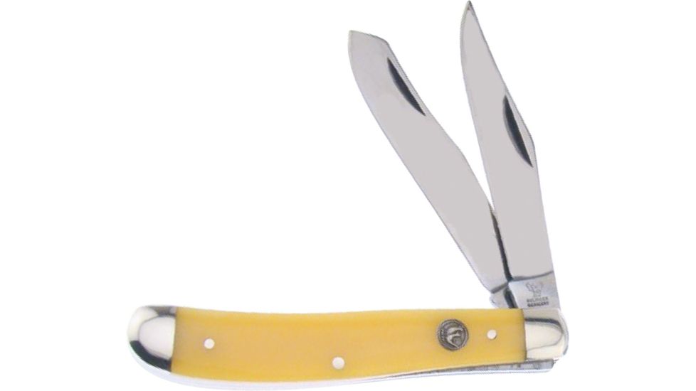 Hen &amp; Rooster Trapper Yellow Folding Knife,Clip and Spey,3.875 in,Yellow,Composition Handle with Inlay HR412Y