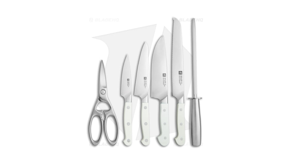 HENCKELS ZWILLING Pro Le Blanc 7-Piece Block Kitchen Knife Set, Stainless Steel, Polymer Handle, Steel, One Size, BHQ-136326