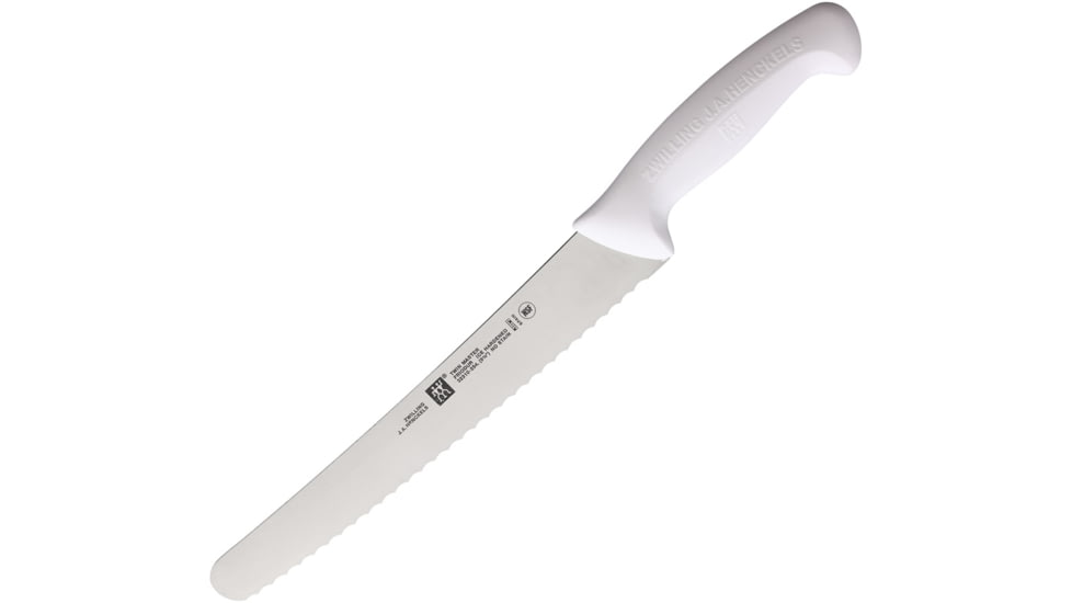 HENCKELS ZWILLING Twin Master Bread Knife, 15in Overall, 10in Satin Finish Serrated Stainless Blade, White Plastic Handle, 32310-254