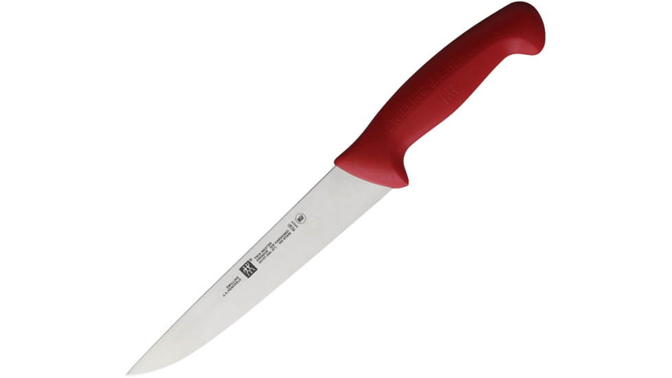 HENCKELS ZWILLING Twin Master Chef Butcher Knife, 13in Overall, 8in Satin Finish Stainless Blade, Red Plastic Handle, 32107-203