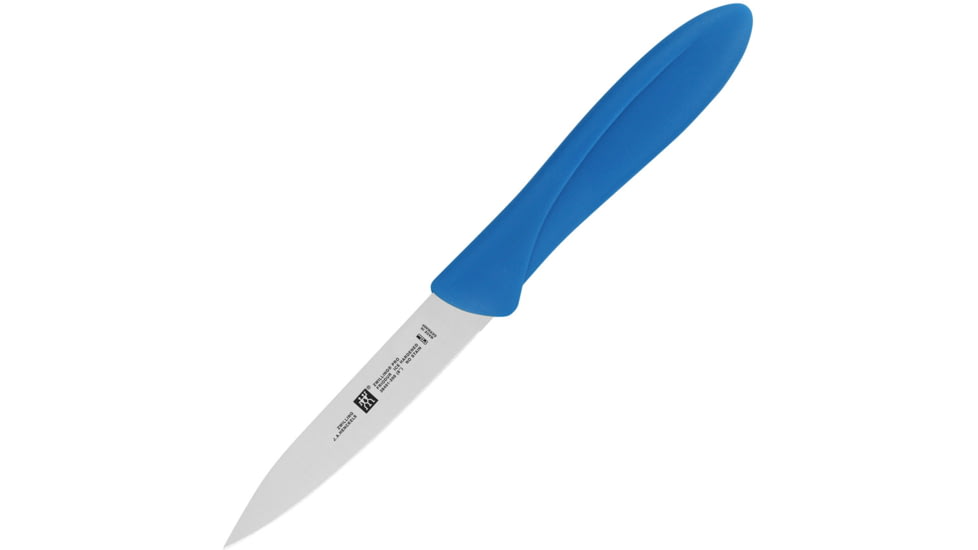 HENCKELS ZWILLING Twin Master Parer Knife, 8.25in Overall, 4in Satin Finish Stainless Blade, Blue Plastic Handle, Boxed, 32100-104