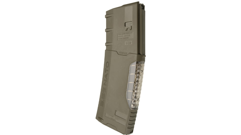 HERA Arms G.2 Transparent Frame Rifle Magazine, AR-15/M4, 5.56/.223, 30 Rounds, OD Green, 13.11/OD-30RD