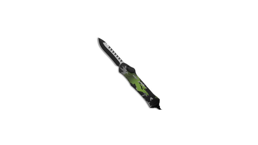 Heretic Knives Hydra Recurve Automatic Folding Knife, 3.60in, CPM MagnaCut, Drop Point Blade, Aluminum, Green Handle, Green/Black, 9.10 inch, BHQ-193975