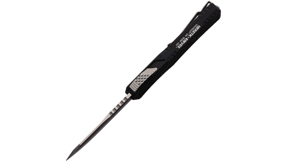 Heretic Knives Auto Colossus OTF Automatic Folding Knives, 3.5in, Stonewash Finish CPM MagnaCut Stainless Blade, Black Aluminum Handle w/ Black Traction Insert, H0392A