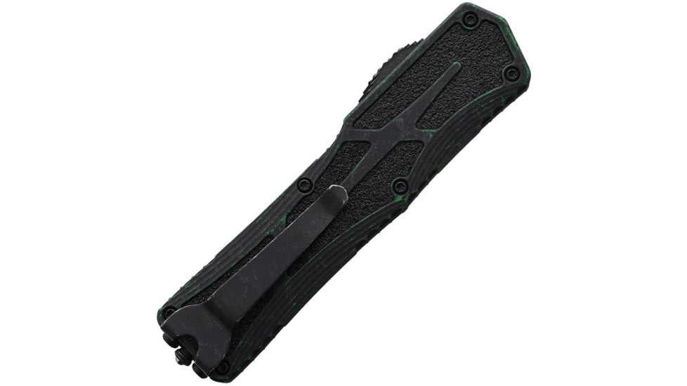 Heretic Knives Auto Colossus OTF Automatic Folding Knives, 3.5in, Black Stonewash Finish CPM MagnaCut Stainless Tanto Blade, Breakthrough Green Aluminum Handle, H0408ABRKGRN