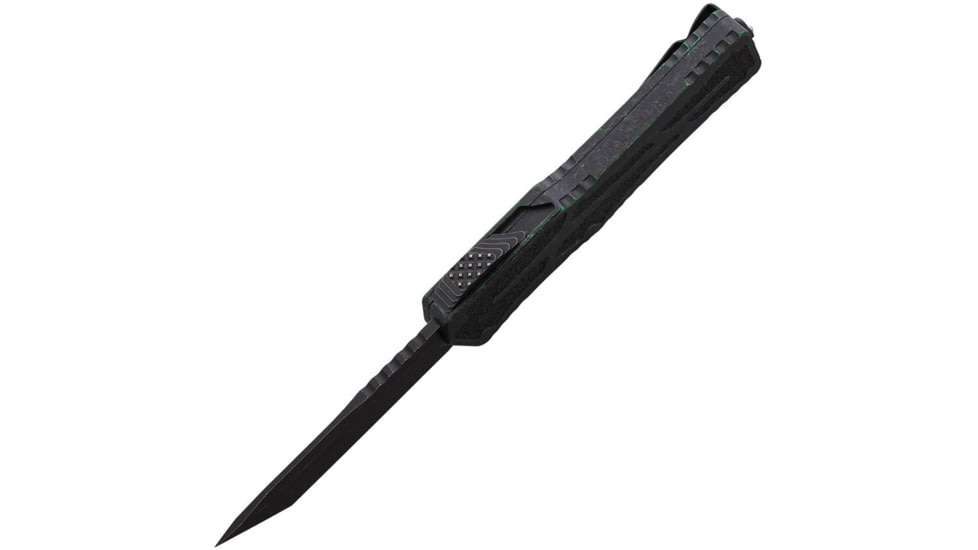 Heretic Knives Auto Colossus OTF Automatic Folding Knives, 3.5in, Black Stonewash Finish CPM MagnaCut Stainless Tanto Blade, Breakthrough Green Aluminum Handle, H0408ABRKGRN