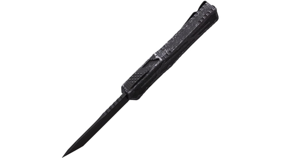 Heretic Knives Auto Colossus OTF Automatic Folding Knives, 3.5in, Black Stonewash Finish CPM MagnaCut Stainless Tanto Blade, Breakthrough Gray Aluminum Handle, H0408ABRKGRY