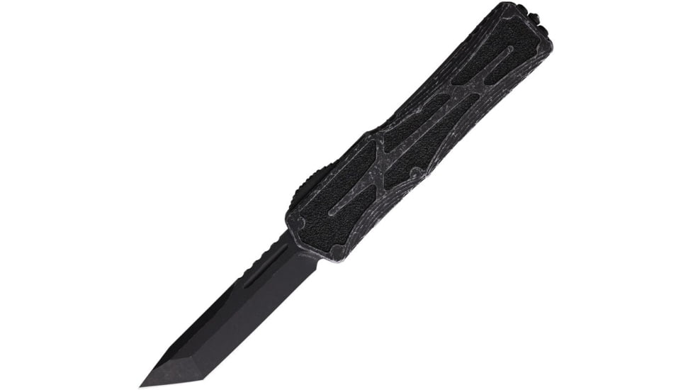 Heretic Knives Auto Colossus OTF Automatic Folding Knives, 3.5in, Black Stonewash Finish CPM MagnaCut Stainless Tanto Blade, Breakthrough Gray Aluminum Handle, H0408ABRKGRY