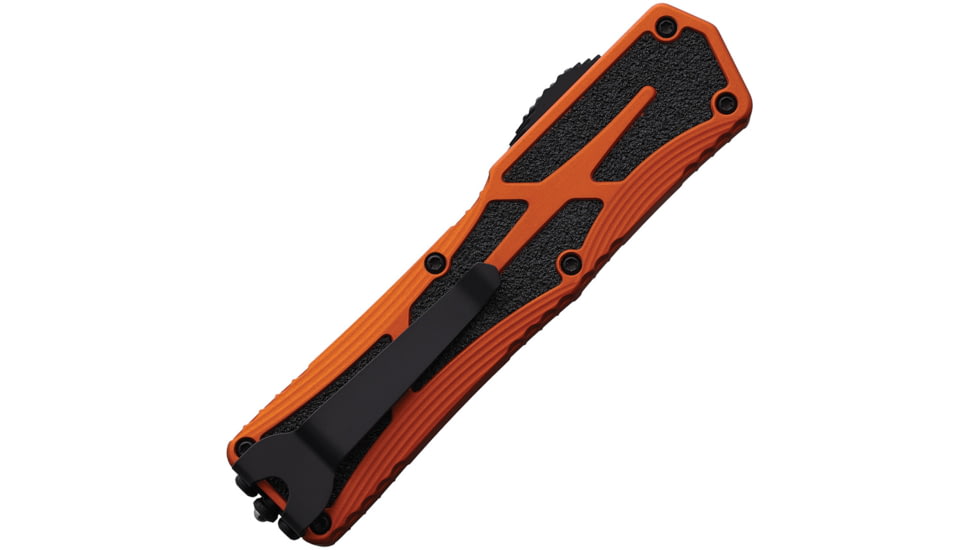 Heretic Knives Auto Colossus OTF Automatic Folding Knives, 3.5in, Two-Tone Finish CPM MagnaCut Stainless Drop Point Blade, Orange Aluminum Handle, H03910AORG