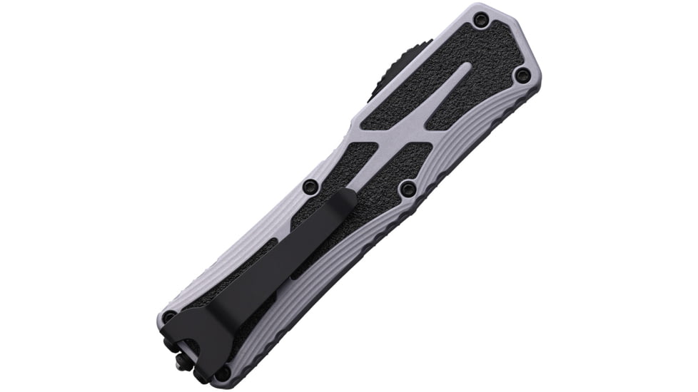 Heretic Knives Auto Colossus OTF Automatic Folding Knives, 3.5in, Two-Tone Finish CPM MagnaCut Stainless Drop Point Blade, Gray Aluminum Handle, H03910AGRAY