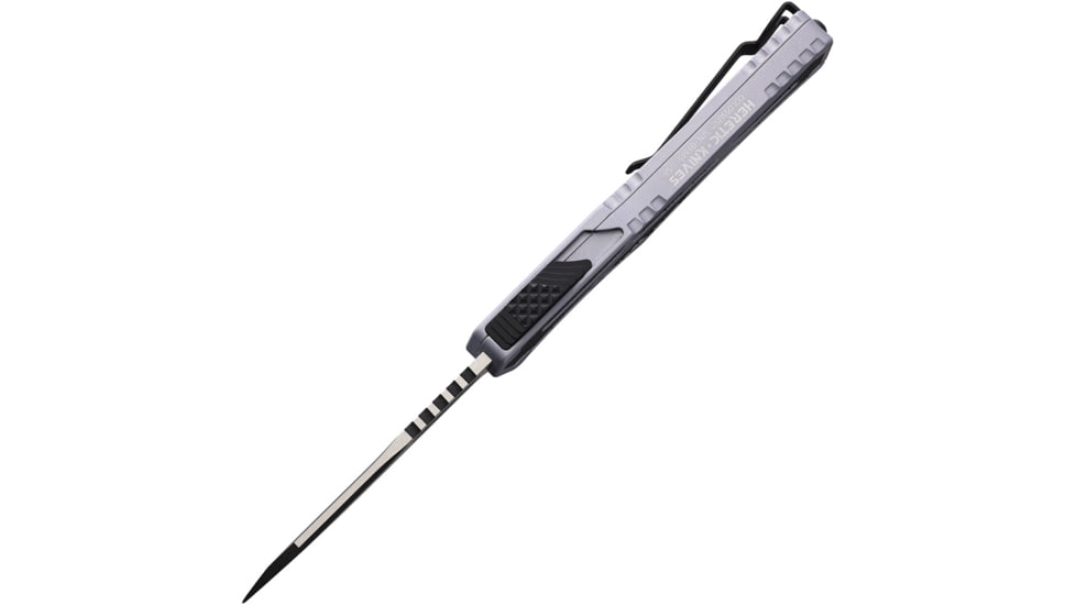Heretic Knives Auto Colossus OTF Automatic Folding Knives, 3.5in, Two-Tone Finish CPM MagnaCut Stainless Drop Point Blade, Gray Aluminum Handle, H03910AGRAY
