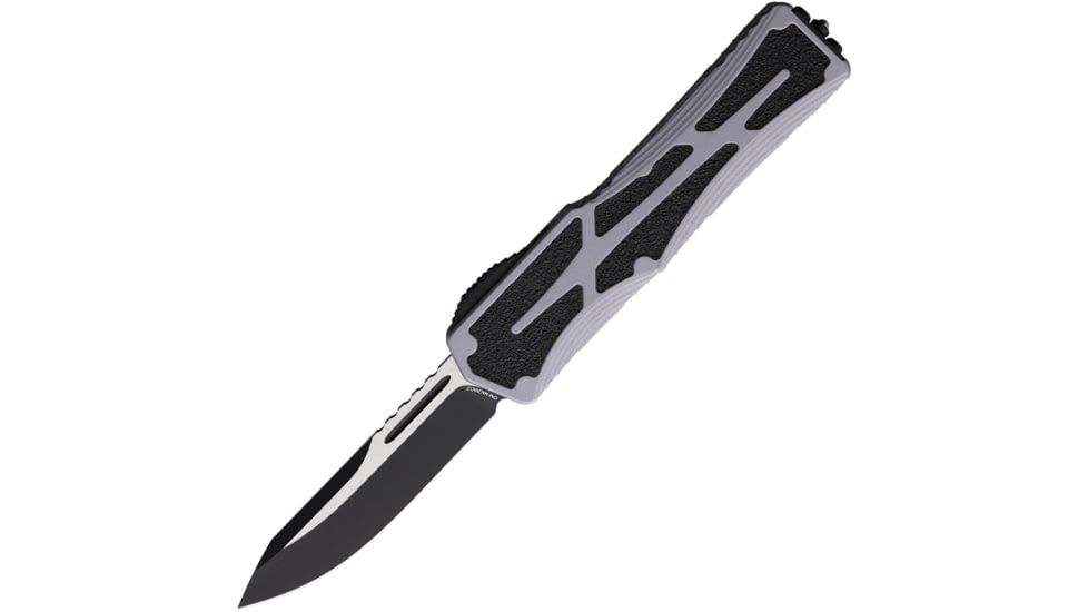 Heretic Knives Auto Colossus OTF Automatic Folding Knives, 3.5in, Two-Tone Finish CPM MagnaCut Stainless Drop Point Blade, Gray Aluminum Handle, H03910AGRAY
