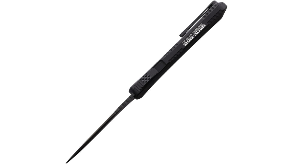 Heretic Knives Auto Manticore X OTF Automatic Folding Knives, 3.75in, Black DLC Coated Elmax Steel Blade, Black Anodized Aluminum Handle, H0336APUCF