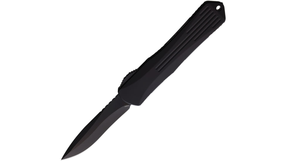 Heretic Knives Auto Manticore X OTF Automatic Folding Knives, 3.75in, Black DLC Coated Elmax Steel Blade, Black Anodized Aluminum Handle, H0336APUCF