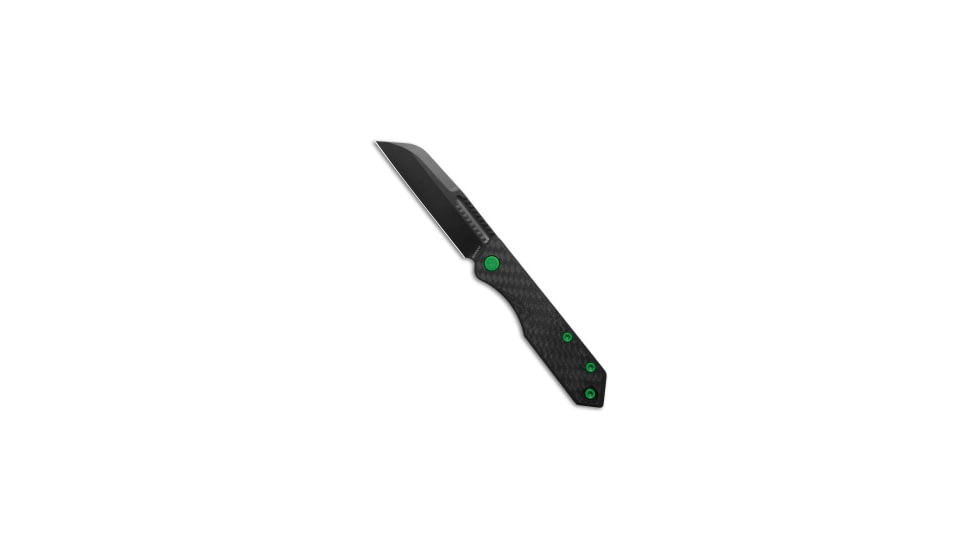 Heretic Knives Heretic Jinn Slip Joint Knife MagnaCut Carbon Fiber w/ Green 3" Black DLC, Black/Green, CPM MagnaCut, adult, BHQ-194834