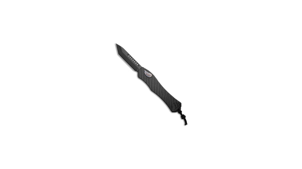 Heretic Knives Heretic Knives Hydra V4 T/E OTF Knife Carbon Fiber/Flamed Cover 3.6" DLC 20CV, Black, CPM 20CV, adult, BHQ-226746