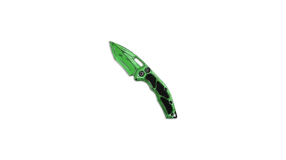 Heretic Knives Heretic Knives Medusa Auto Recurve Knife Toxic Green Shaded Ti 3" Cerakote, Green, CPM MagnaCut, adult, BHQ-212145
