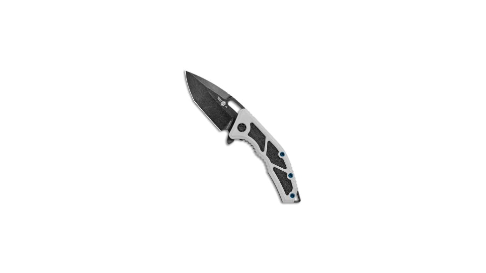 Heretic Knives Medusa Flipper Folding Knife, 3.00in, CPM MagnaCut, Tanto Blade, Aluminum, Gray Handle, Gray/Black, 7.625 inch, BHQ-223719