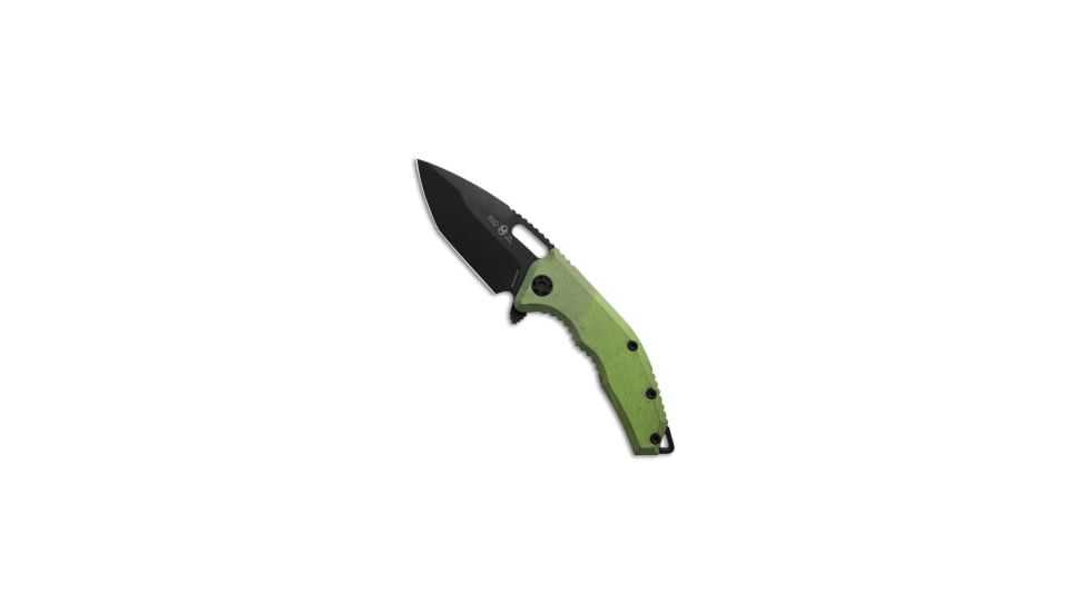 Heretic Knives Heretic Knives Medusa Manual Frame Lock Knife Antique Green Ti 3" DLC, Green, CPM MagnaCut, adult, BHQ-206488