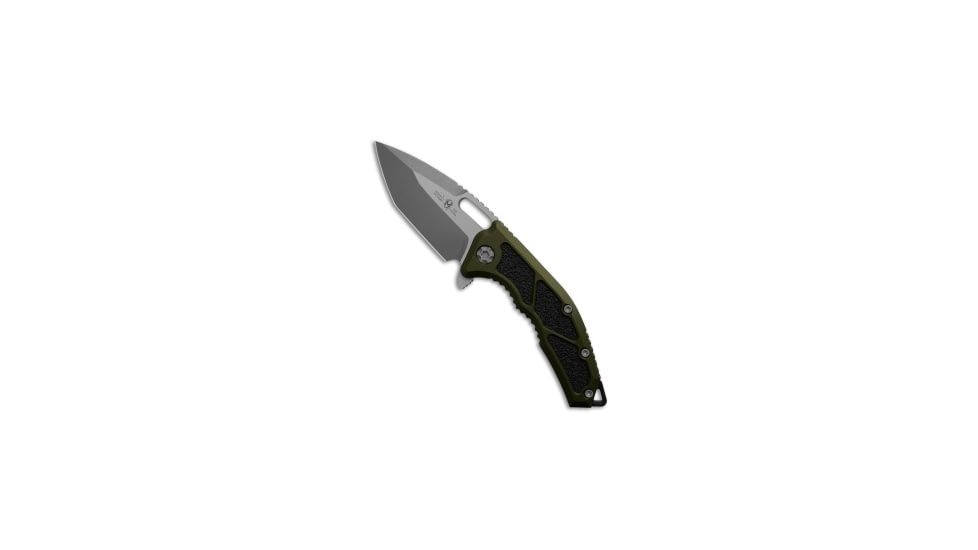 Heretic Knives Heretic Knives Medusa Manual Frame Lock Knife Green Aluminum 3.4" Battleworn, Green, CPM MagnaCut, adult, BHQ-205668