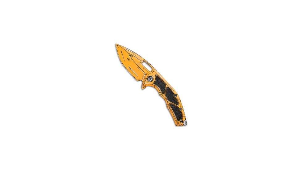 Heretic Knives Heretic Knives Medusa Manual Frame Lock Knife Yellow Shaded Ti 3" Cerakote, Yellow, CPM MagnaCut, adult, BHQ-210991