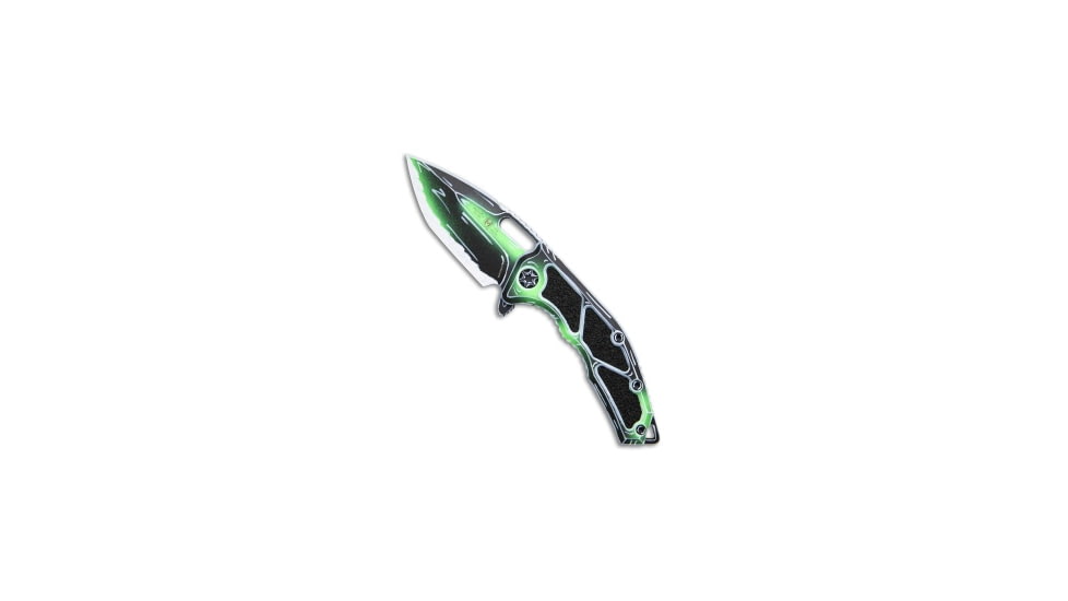 Heretic Knives Heretic Knives Medusa Manual Knife Negative Cel Shade Toxic Green 3" NCSTG, Green/White, CPM MagnaCut, adult, BHQ-227057