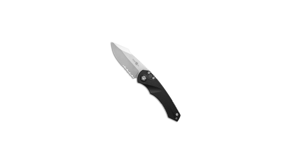 Heretic Knives Heretic Knives Mini Pariah S/E Automatic Knife Black Polymer 3.3" SW Serrated, Black, CPM MagnaCut, adult, BHQ-220190