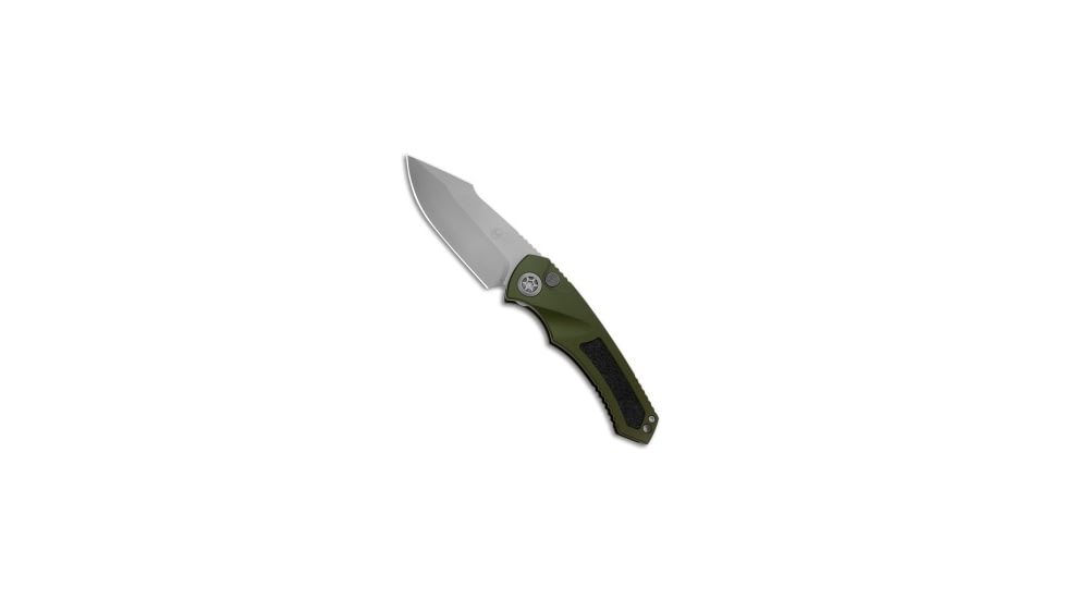 Heretic Knives Heretic Knives Pariah Auto Knife Green Aluminum W/ Grip Inserts 3.8" BB, Green, CPM MagnaCut, adult, BHQ-208268