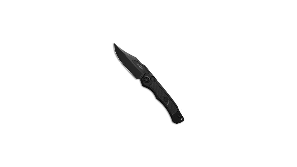 Heretic Knives Heretic Knives Wraith V4 Automatic Knife Glow CF Inlay/Black Al 3.6" DLC, Black, CPM MagnaCut, adult, BHQ-206135