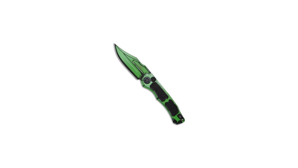 Heretic Knives Heretic Knives Wraith V4 Automatic Knife Toxic Green Cel Shade Al 3.7" Green, Black/Green, CPM MagnaCut, adult, BHQ-220398