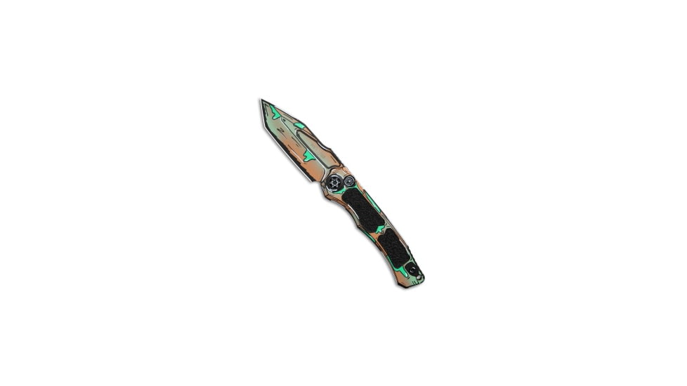 Heretic Knives Heretic Knives Wraith V4 Tanto Auto Knife Shipwreck Cel Shade 3.7" Cel Shade, Black/Blue/Brown, CPM MagnaCut, adult, BHQ-228277