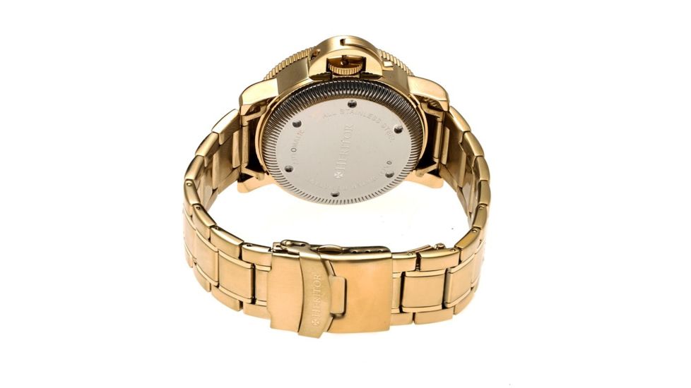 Heritor Automaitc Cahill Diver's Bracelet Watch, black  gold HERHR5103