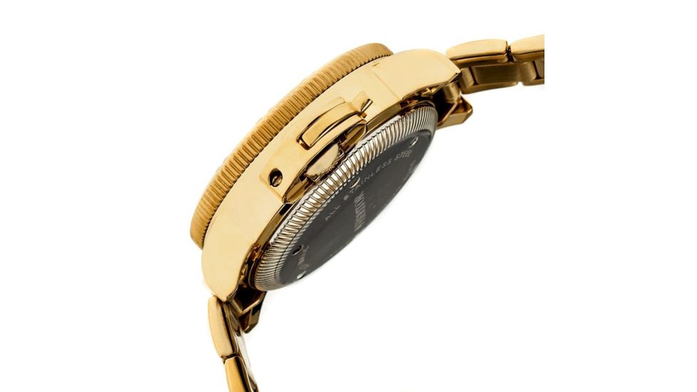 Heritor Automaitc Cahill Diver's Bracelet Watch, black  gold HERHR5103