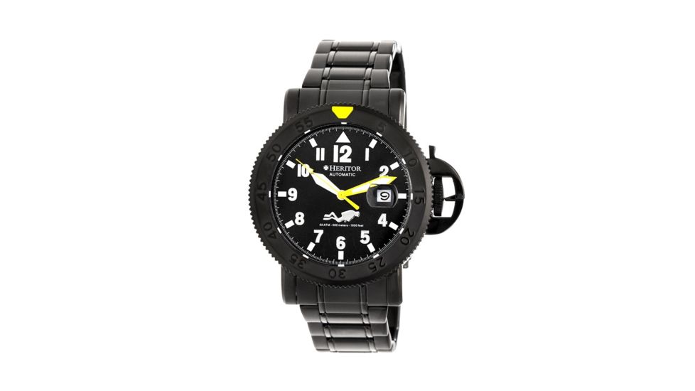Heritor Automaitc Cahill Diver's Bracelet Watch, black  black HERHR5104