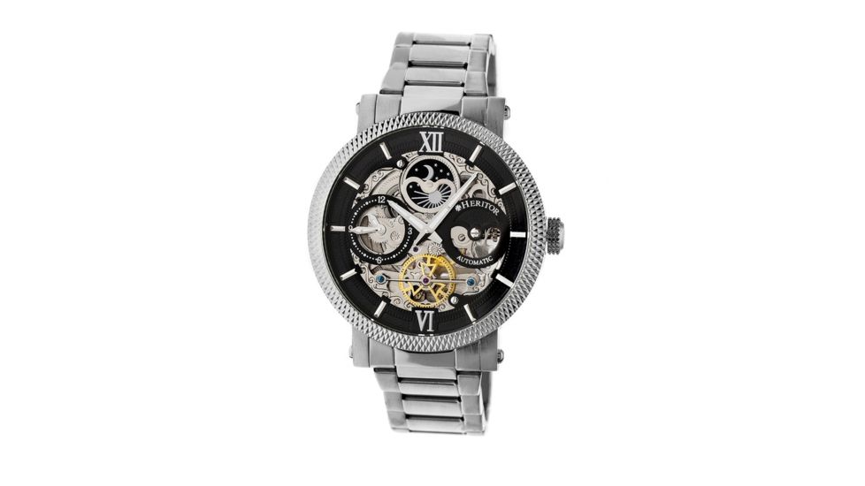 Heritor Automatic Aries Skeleton Bracelet Watch, black  silver HERHR4402