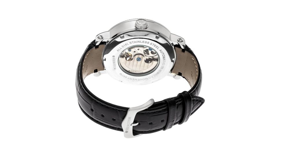 Heritor Automatic Aries Skeleton Bracelet Watch, silver  black HERHR4404