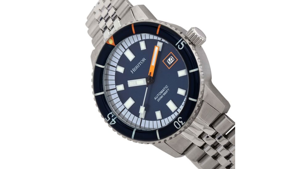 Heritor Automatic Edgard Bracelet Diver's Watch w/Date, Navy, One Size, HERHR9103