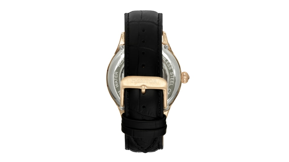 Heritor Automatic Hayward Semi-Skeleton Watch - Mens, Black/Black/Gold, One Size, HERHR9404