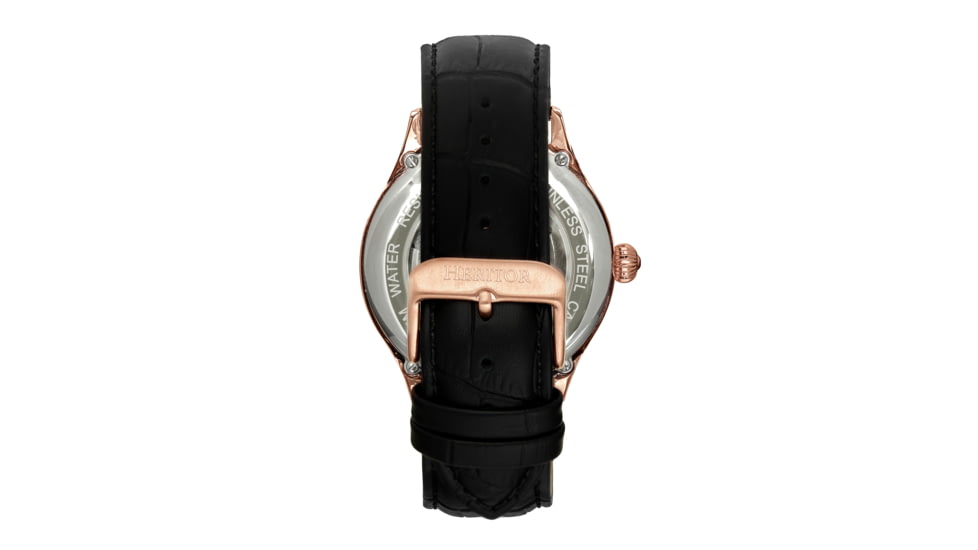 Heritor Automatic Hayward Semi-Skeleton Watch - Mens, Black/Black/Rose Gold, One Size, HERHR9406