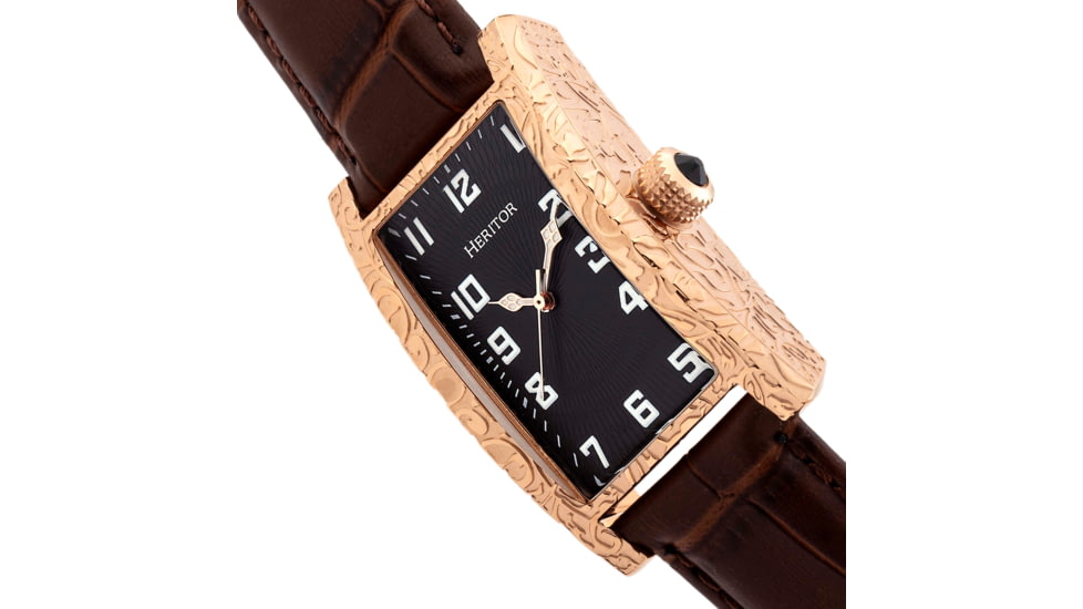 Heritor Automatic Jefferson Leather-Band Watch, Rose Gold/Black, One Size, HERHR8803