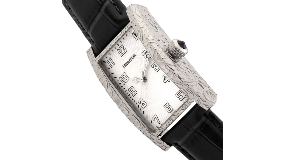 Heritor Automatic Jefferson Leather-Band Watch, Silver/White, One Size, HERHR8802