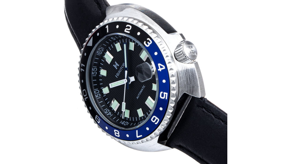 Heritor Automatic Pierce Genuine Leather-Band Watch w/Date, Black/Blue - Mens, HERHS1205