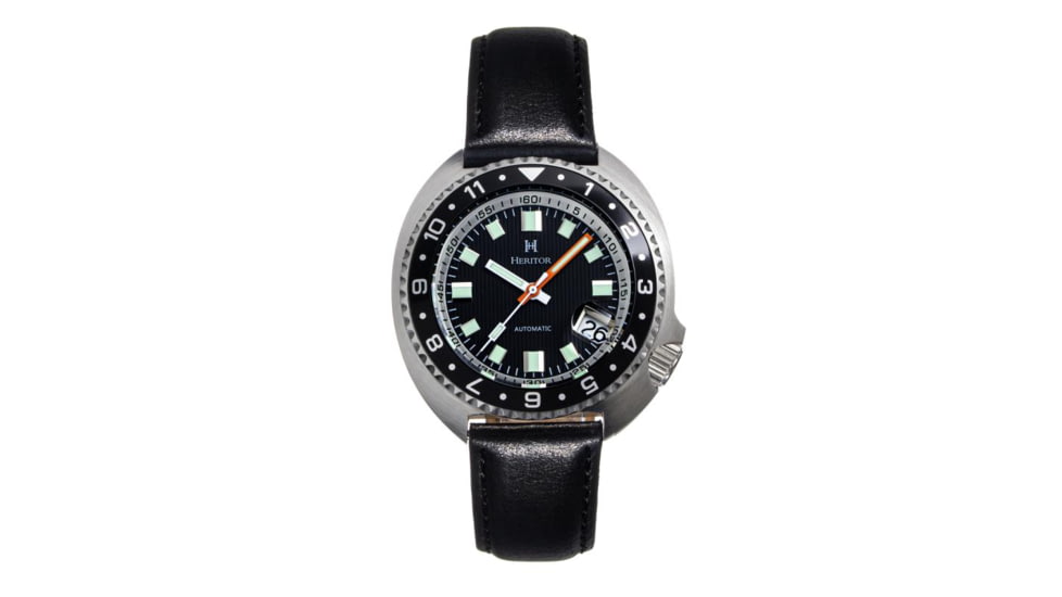 Heritor Automatic Pierce Genuine Leather-Band Watch w/Date, Black - Mens, HERHS1203