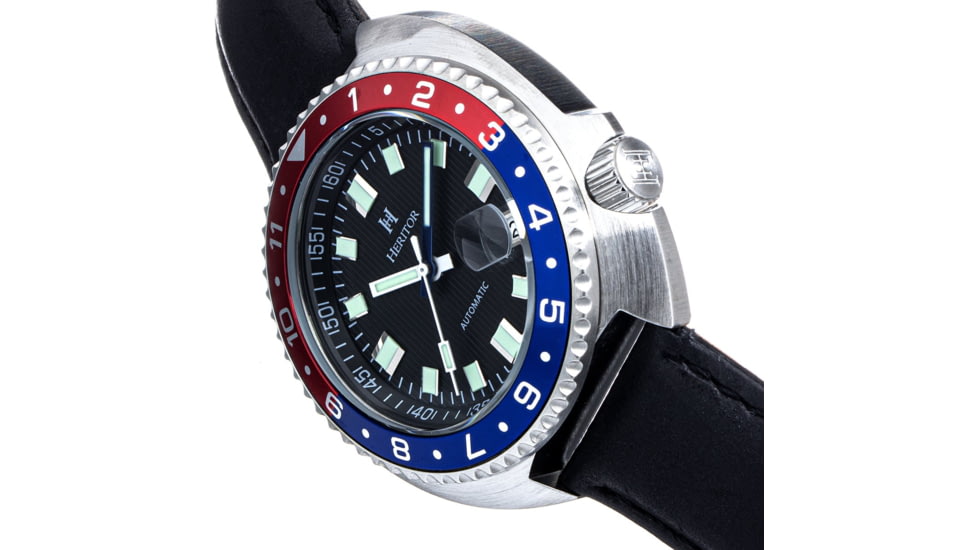 Heritor Automatic Pierce Genuine Leather-Band Watch w/Date, Black/Red/Blue - Mens, HERHS1204