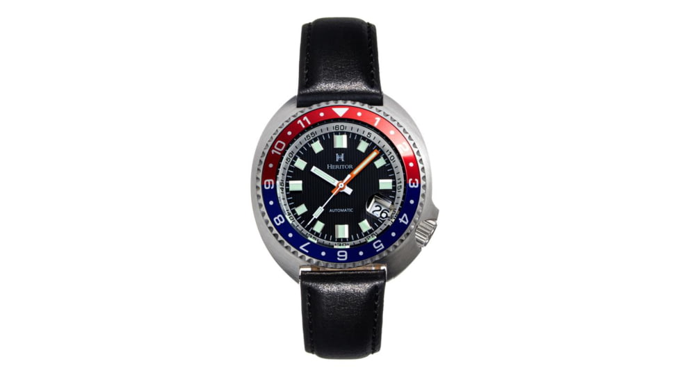 Heritor Automatic Pierce Genuine Leather-Band Watch w/Date, Black/Red/Blue - Mens, HERHS1204