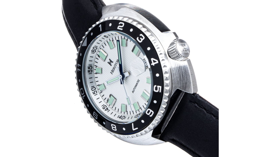Heritor Automatic Pierce Genuine Leather-Band Watch w/Date, White/Black - Mens, HERHS1201