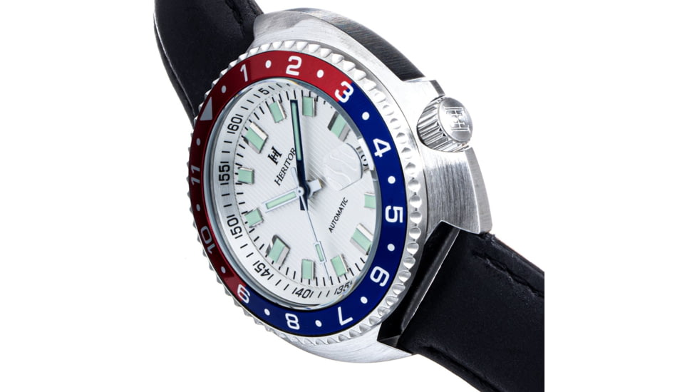 Heritor Automatic Pierce Genuine Leather-Band Watch w/Date, White/Red/Blue - Mens, HERHS1202